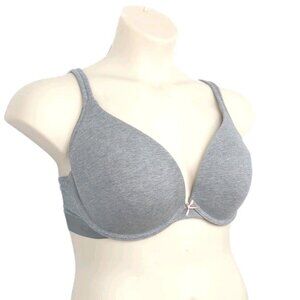 Cacique Cotton Boost Plunge Bra Size 40DD Gray Breathable Comfort Support U/W